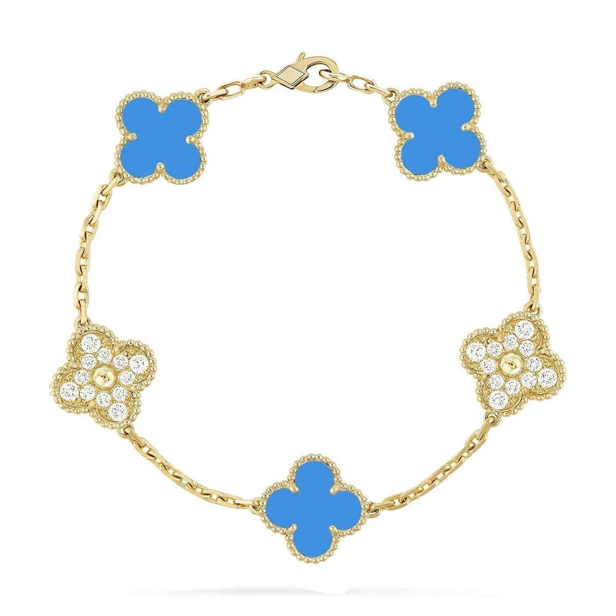 [⭐Aura] CLOVER 5 MOTIF BLUE AGATE BRACELET COLLECTION