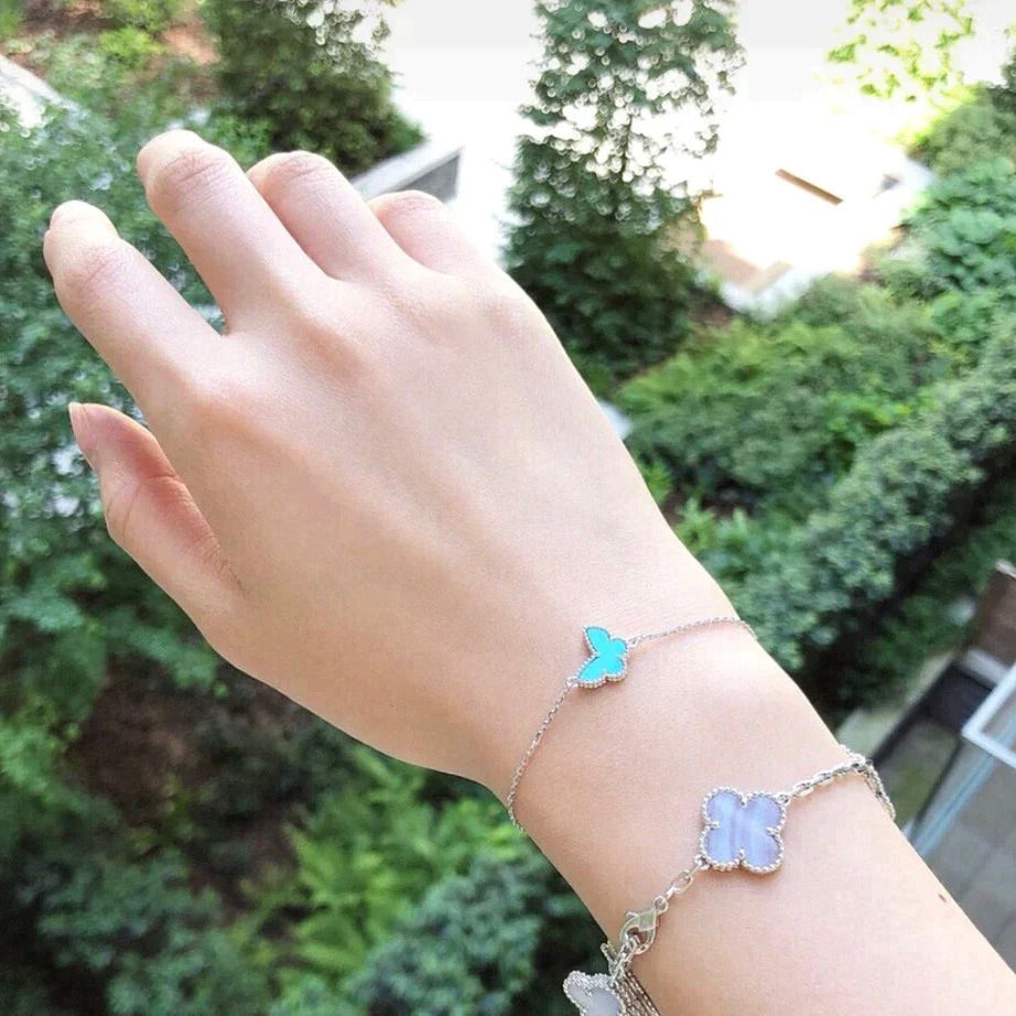 [⭐Aura]BUTTERFLY TURQUOISE BUTTERFLY BRACELET SILVER