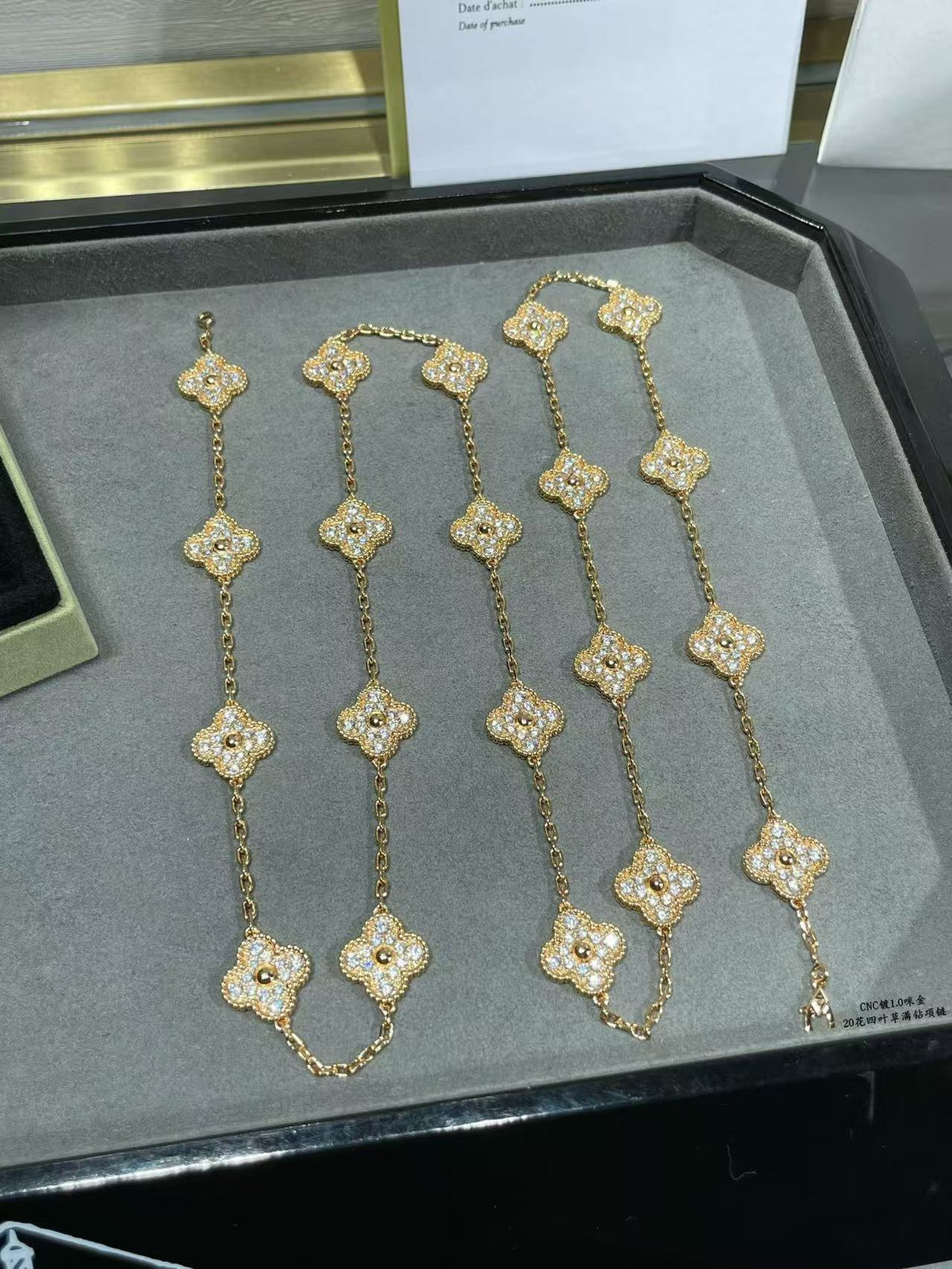 [⭐Aura]CLOVER 20 MOTIFS FULL-DIAMOND NECKLACE