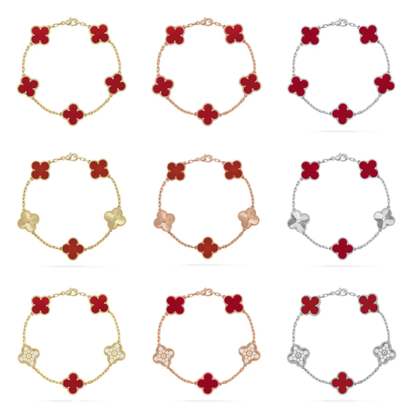 [⭐Aura] CLOVER 5 MOTIF RED CORNELIAN BRACELET COLLECTION