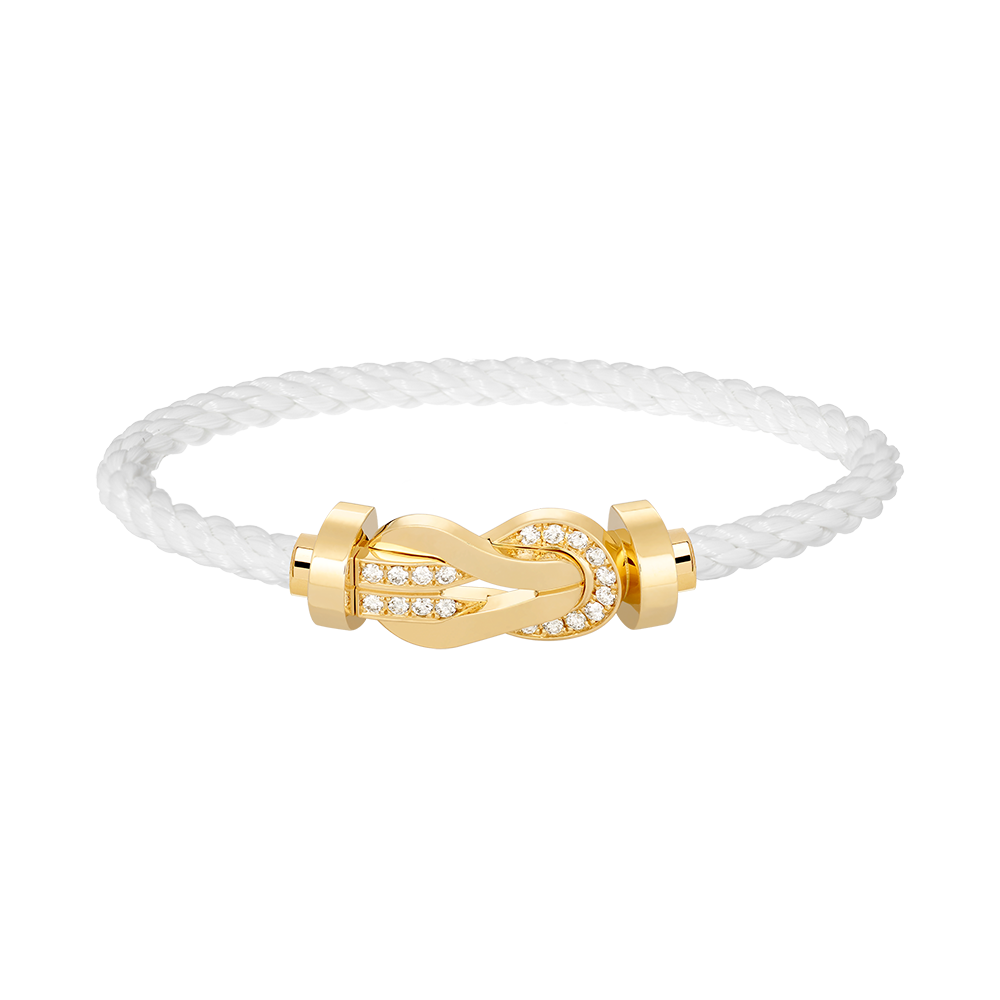 [⭐Aura]CHANCE LARGE 8 FIGURE BUCKLE HALF DIAMOND BRACELET GOLD