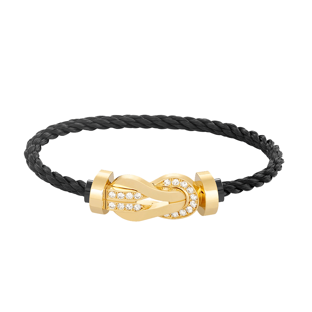[⭐Aura]CHANCE LARGE 8 FIGURE BUCKLE HALF DIAMOND BRACELET GOLD