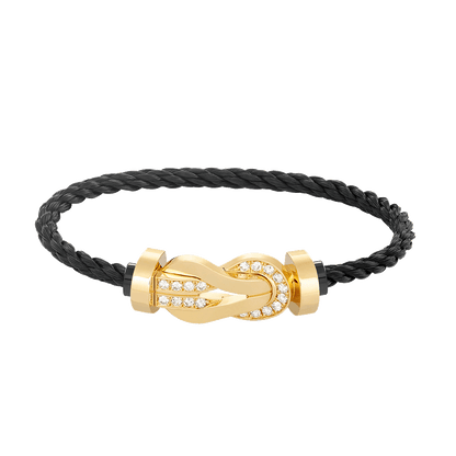 [⭐Aura]CHANCE LARGE 8 FIGURE BUCKLE HALF DIAMOND BRACELET GOLD