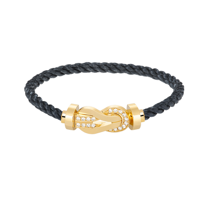 [⭐Aura]CHANCE LARGE 8 FIGURE BUCKLE HALF DIAMOND BRACELET GOLD
