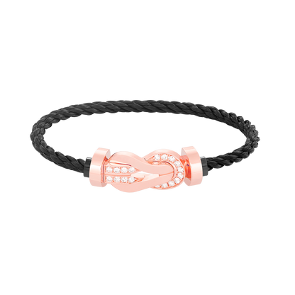 [⭐Aura]CHANCE LARGE 8 FIGURE BUCKLE HALF DIAMOND BRACELET ROSE GOLD