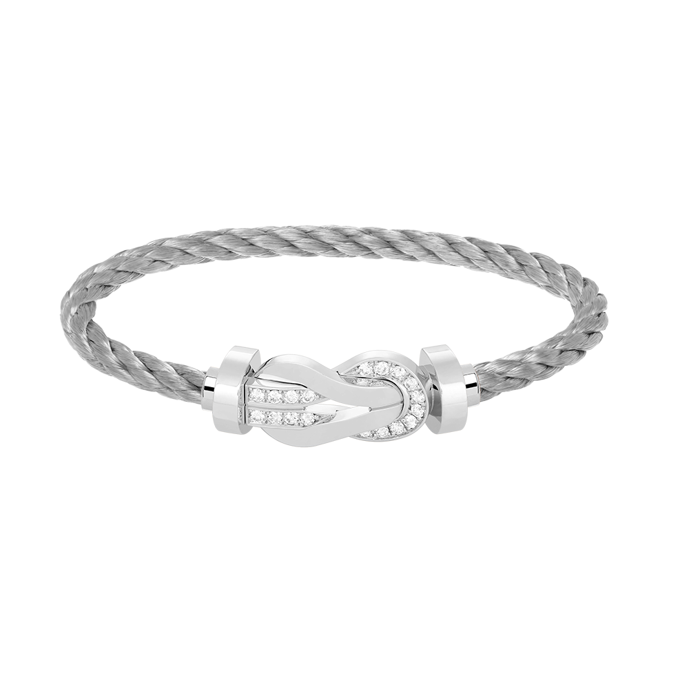 [⭐Aura]CHANCE LARGE 8 FIGURE BUCKLE HALF DIAMOND BRACELET SILVER