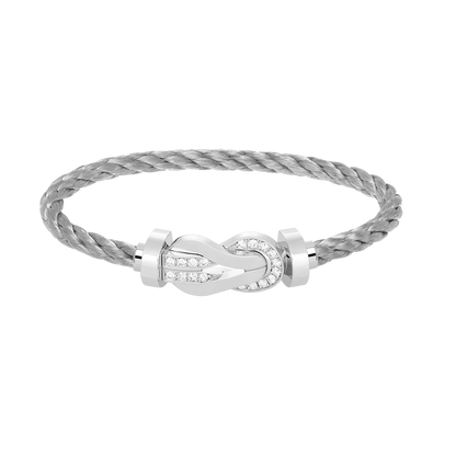 [⭐Aura]CHANCE LARGE 8 FIGURE BUCKLE HALF DIAMOND BRACELET SILVER