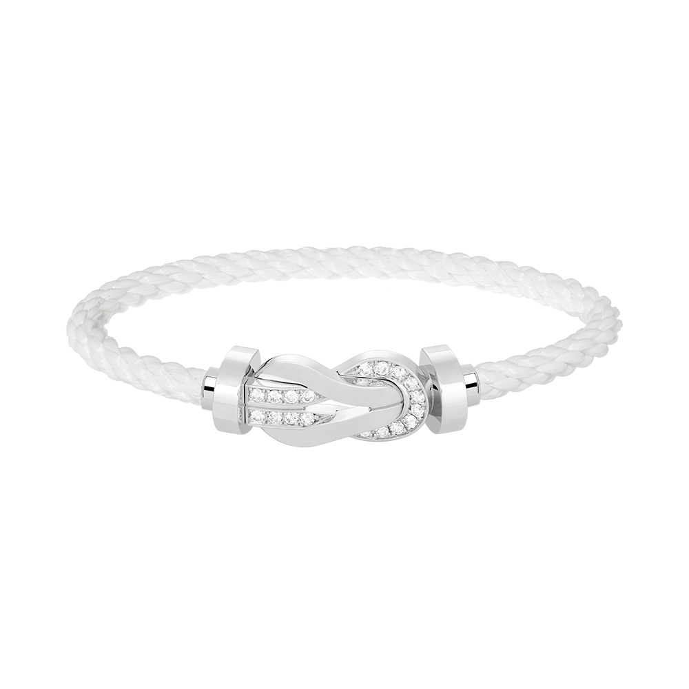 [⭐Aura]CHANCE LARGE 8 FIGURE BUCKLE HALF DIAMOND BRACELET SILVER