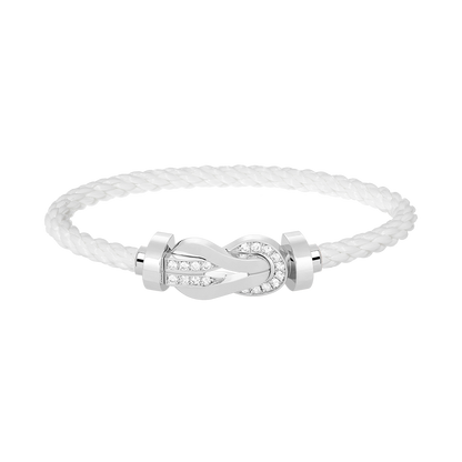 [⭐Aura]CHANCE LARGE 8 FIGURE BUCKLE HALF DIAMOND BRACELET SILVER