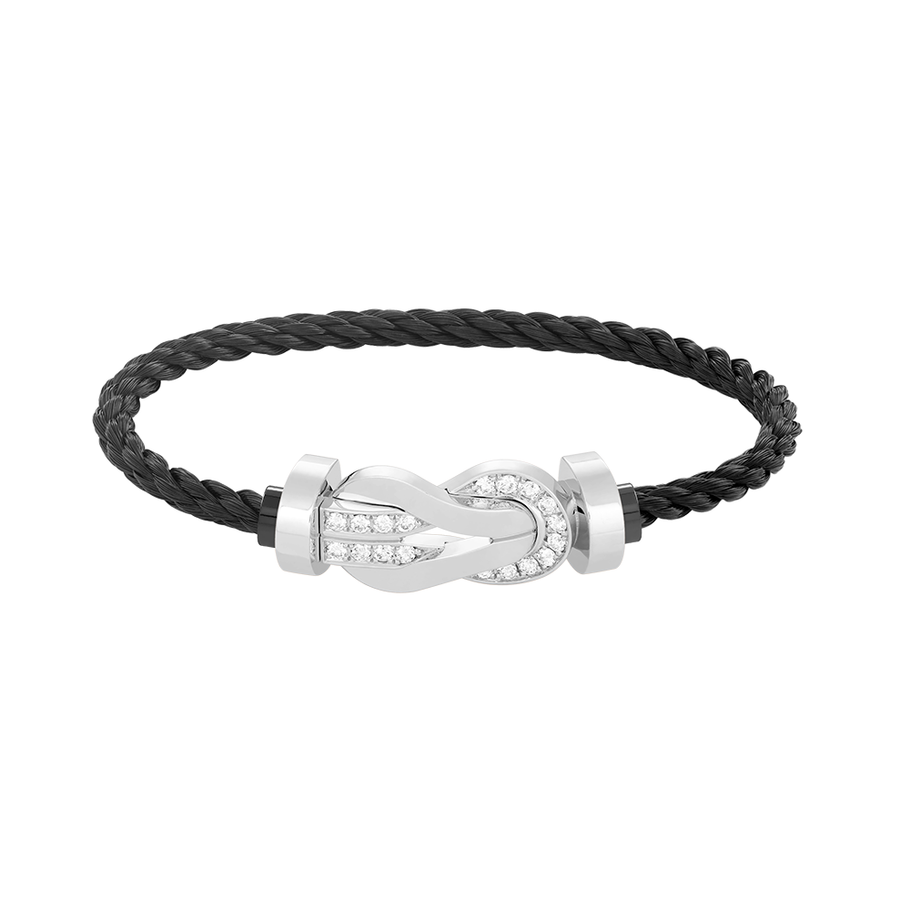 [⭐Aura]CHANCE LARGE 8 FIGURE BUCKLE HALF DIAMOND BRACELET SILVER