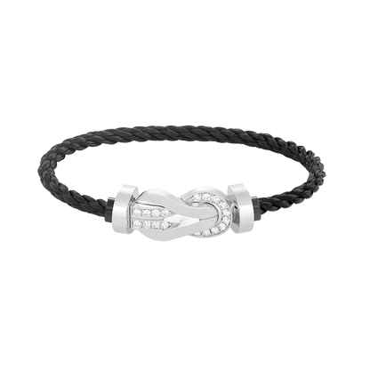 [⭐Aura]CHANCE LARGE 8 FIGURE BUCKLE HALF DIAMOND BRACELET SILVER