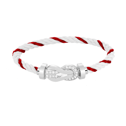 [⭐Aura]CHANCE LARGE 8 FIGURE BUCKLE HALF DIAMOND BRACELET SILVER