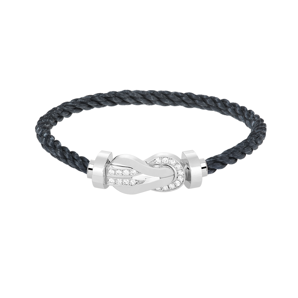 [⭐Aura]CHANCE LARGE 8 FIGURE BUCKLE HALF DIAMOND BRACELET SILVER