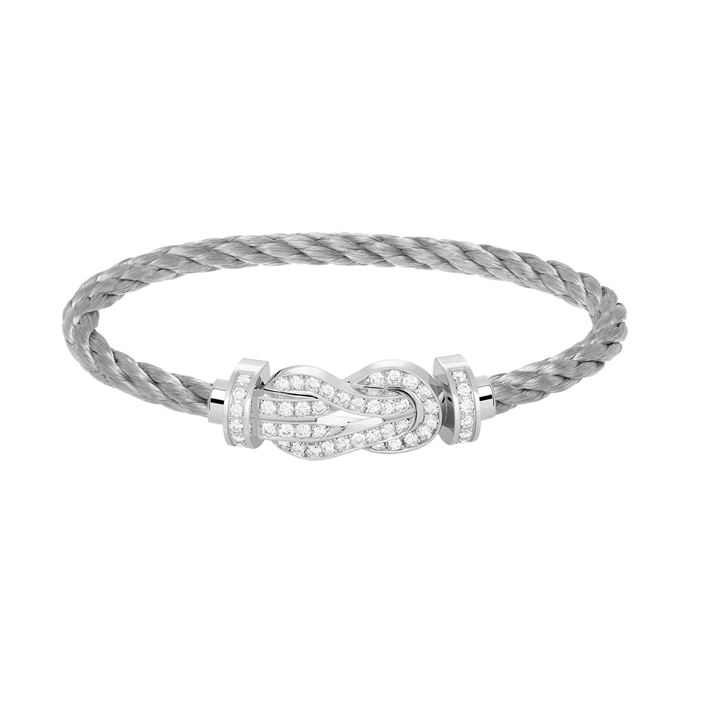 [⭐Aura]CHANCE LARGE 8 FIGURE BUCKLE FULL DIAMOND BRACELET SILVER