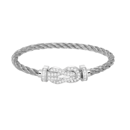 [⭐Aura]CHANCE LARGE 8 FIGURE BUCKLE FULL DIAMOND BRACELET SILVER