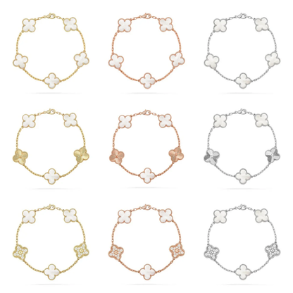 [⭐Aura]CLOVER WHITE PEARL MOP 5 MOTIF BRACELET COLLECTION