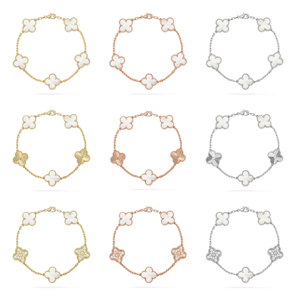 [⭐Aura]CLOVER WHITE PEARL MOP 5 MOTIF BRACELET COLLECTION