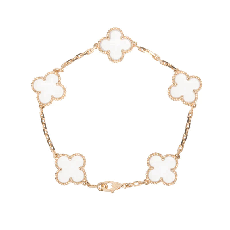 [⭐Aura]CLOVER 5 MOTIF ROCK CRYSTAL BRACELET