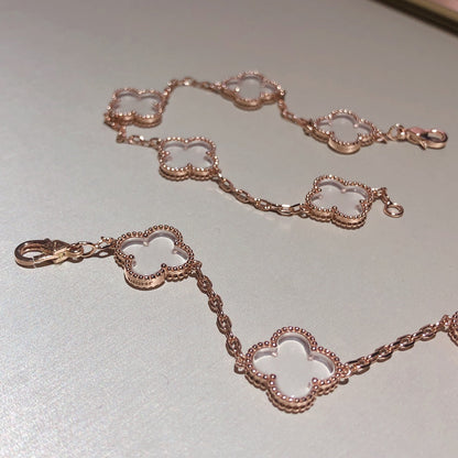 [⭐Aura]CLOVER 5 MOTIF ROCK CRYSTAL BRACELET