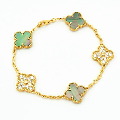 [⭐Aura] CLOVER 5 MOTIF GRAY MOP BRACELET COLLECTION
