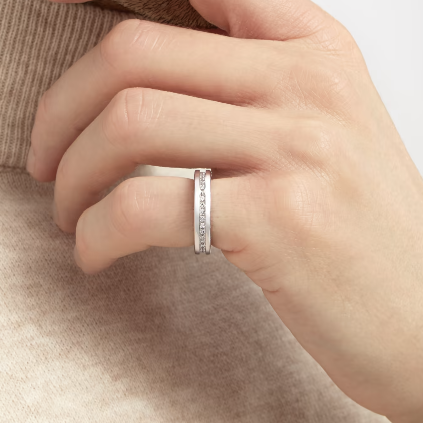 [⭐Aura]ZERO 1 ONE-BAND PAVED DIAMONDS ON THE SPIRAL RING