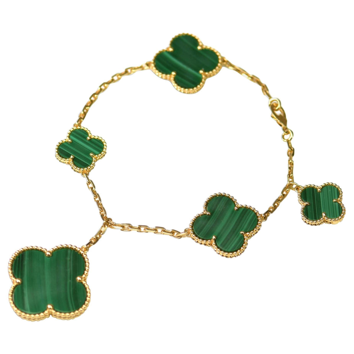 [⭐Aura]MAGIC CLOVER MALACHITE GOLD BRACELET 5 MOTIFS