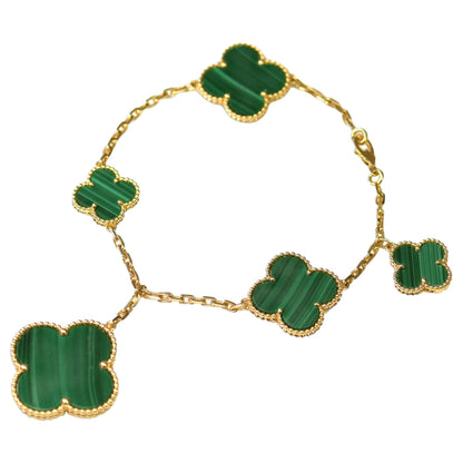 [⭐Aura]MAGIC CLOVER MALACHITE GOLD BRACELET 5 MOTIFS