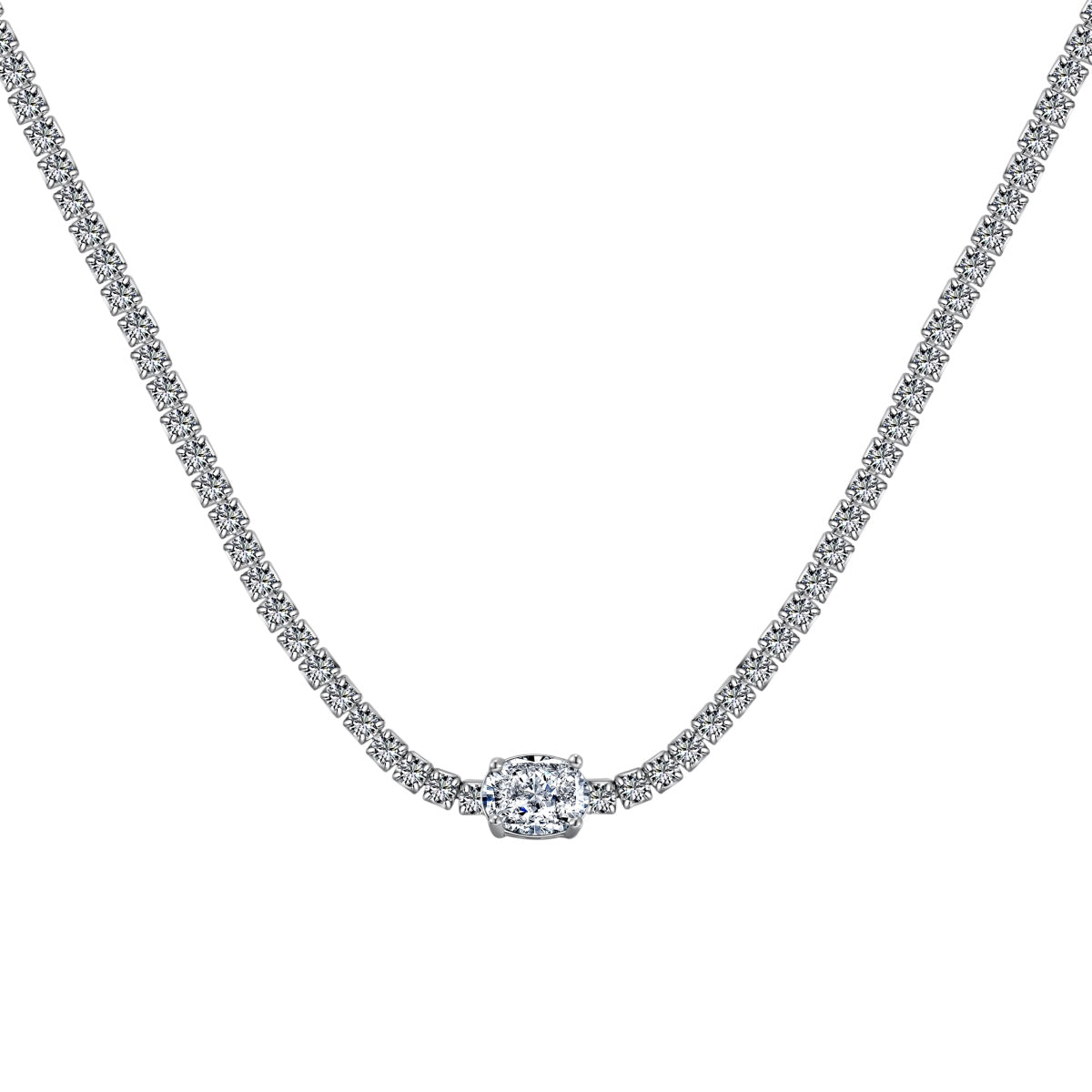 [Aura Jewelry]1.0 Carat Shining Oval Cut Necklace