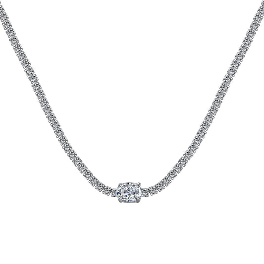 [Aura Jewelry]1.0 Carat Shining Oval Cut Necklace