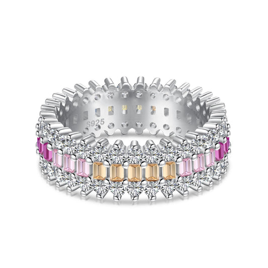 [Aura Jewelry]Ornate Colorful Radiant Cut Daily Ring