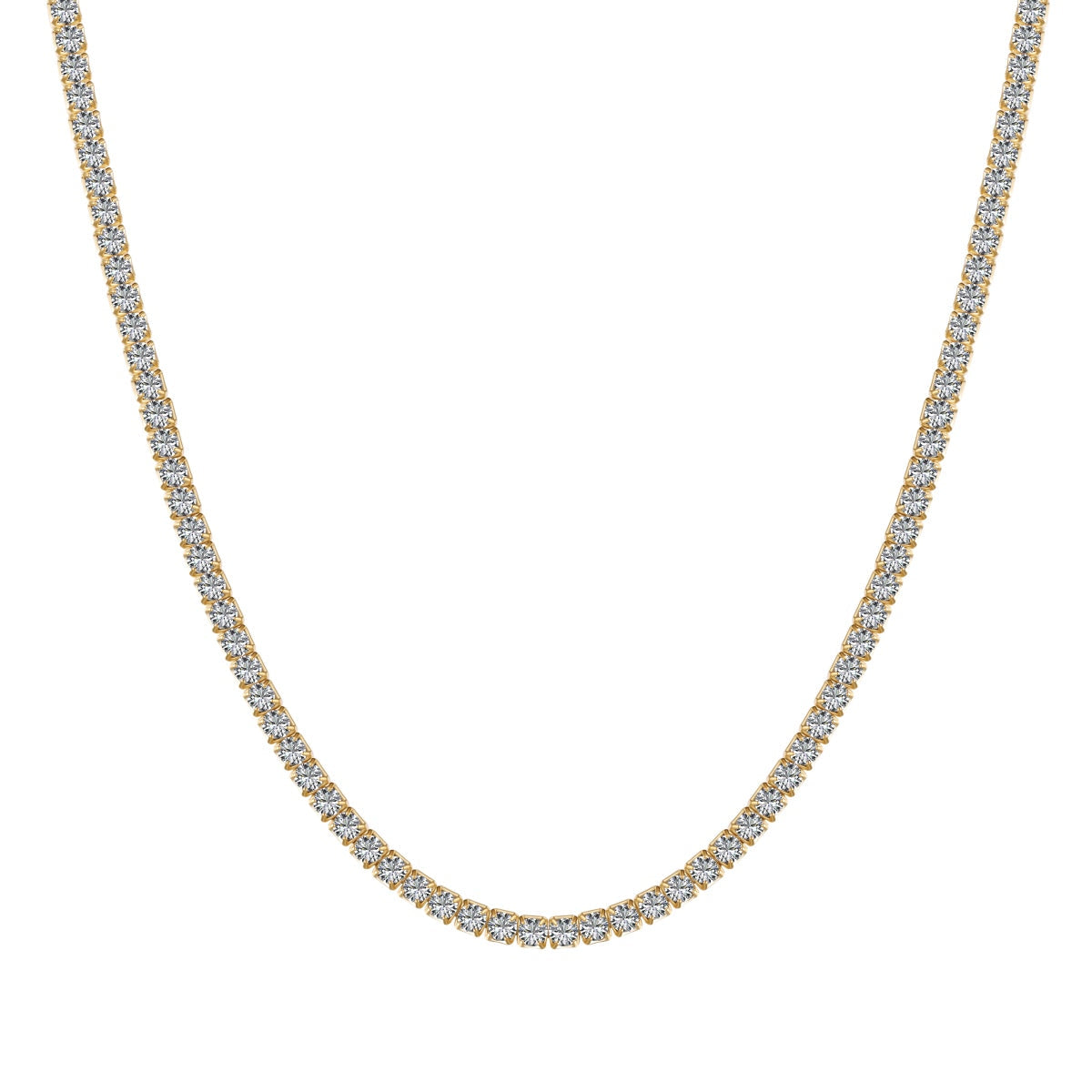 [Aura Jewelry]Delicate Round Shape Tennis Necklace