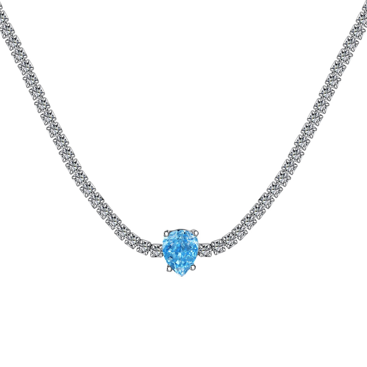 [Aura Jewelry]1.0 carat Unique Pear Cut Tennis Necklace