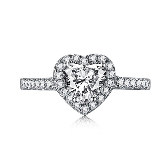 [Aura Jewelry]Eternity Splashy Romantic Heart Shape Lover Ring