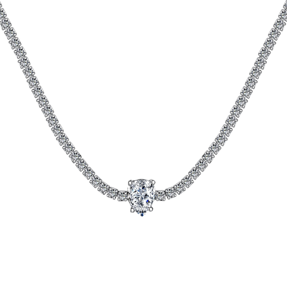 [Aura Jewelry]1.0 carat Unique Pear Cut Tennis Necklace
