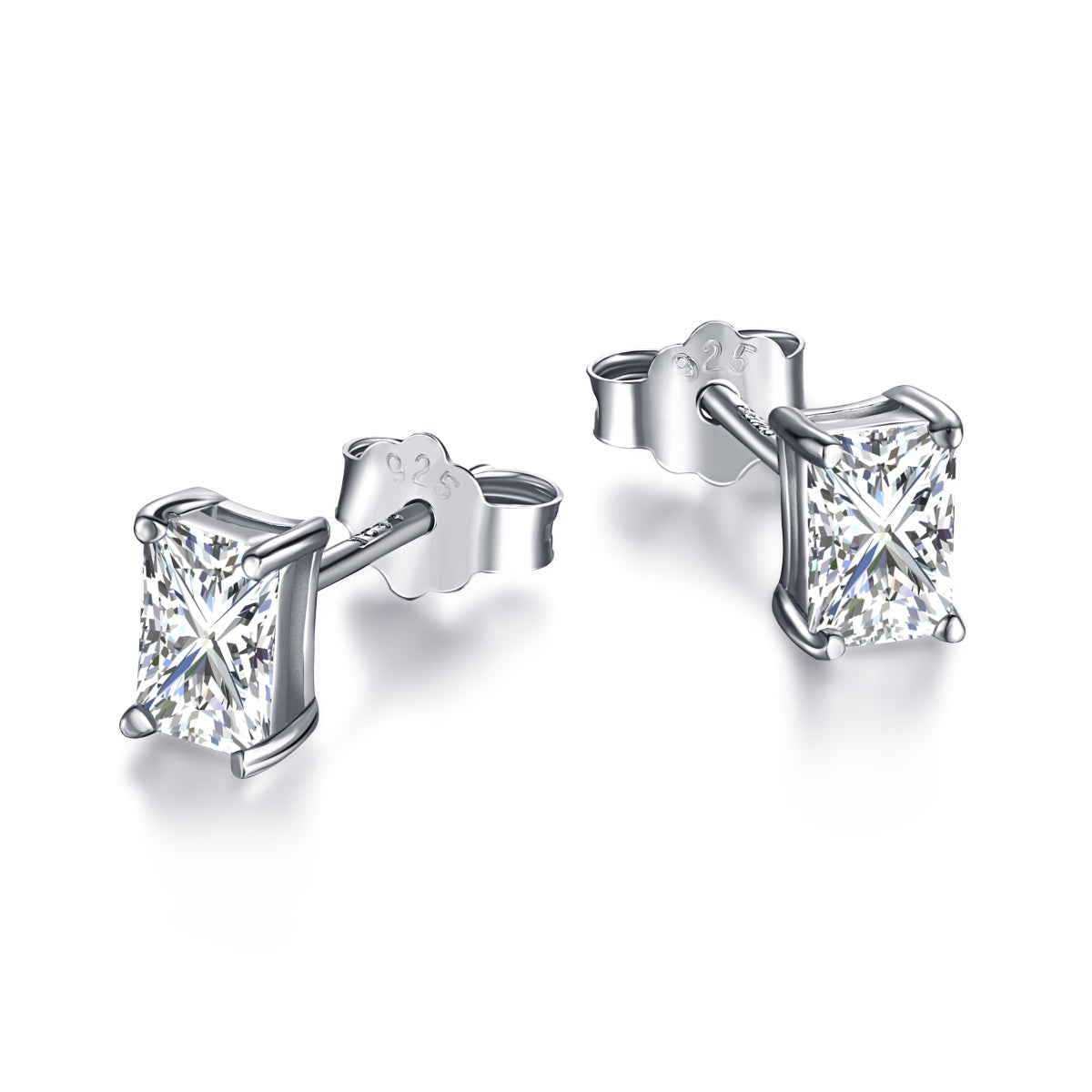 [Aura Jewelry]Stylish Shiny Rectangular Center Stone Stud Earrings