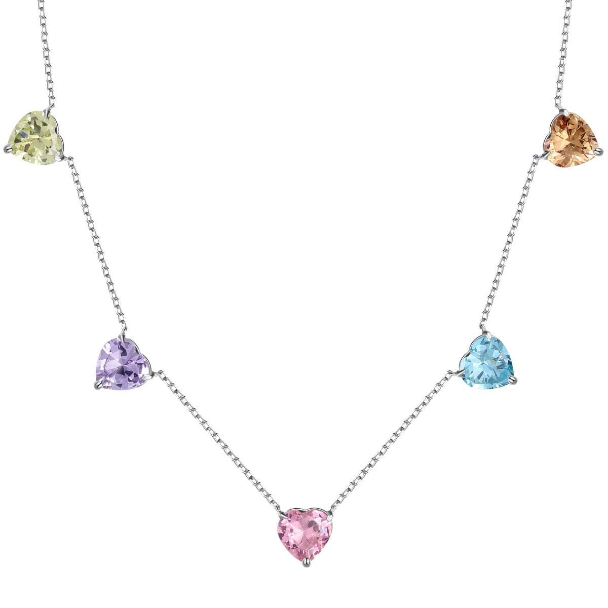 [Aura Jewelry]Sparkling Colorful Heart Cut Necklace