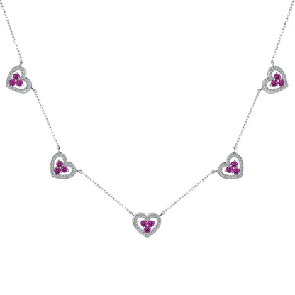 [Aura Jewelry]Sparkling Five Heart Necklace