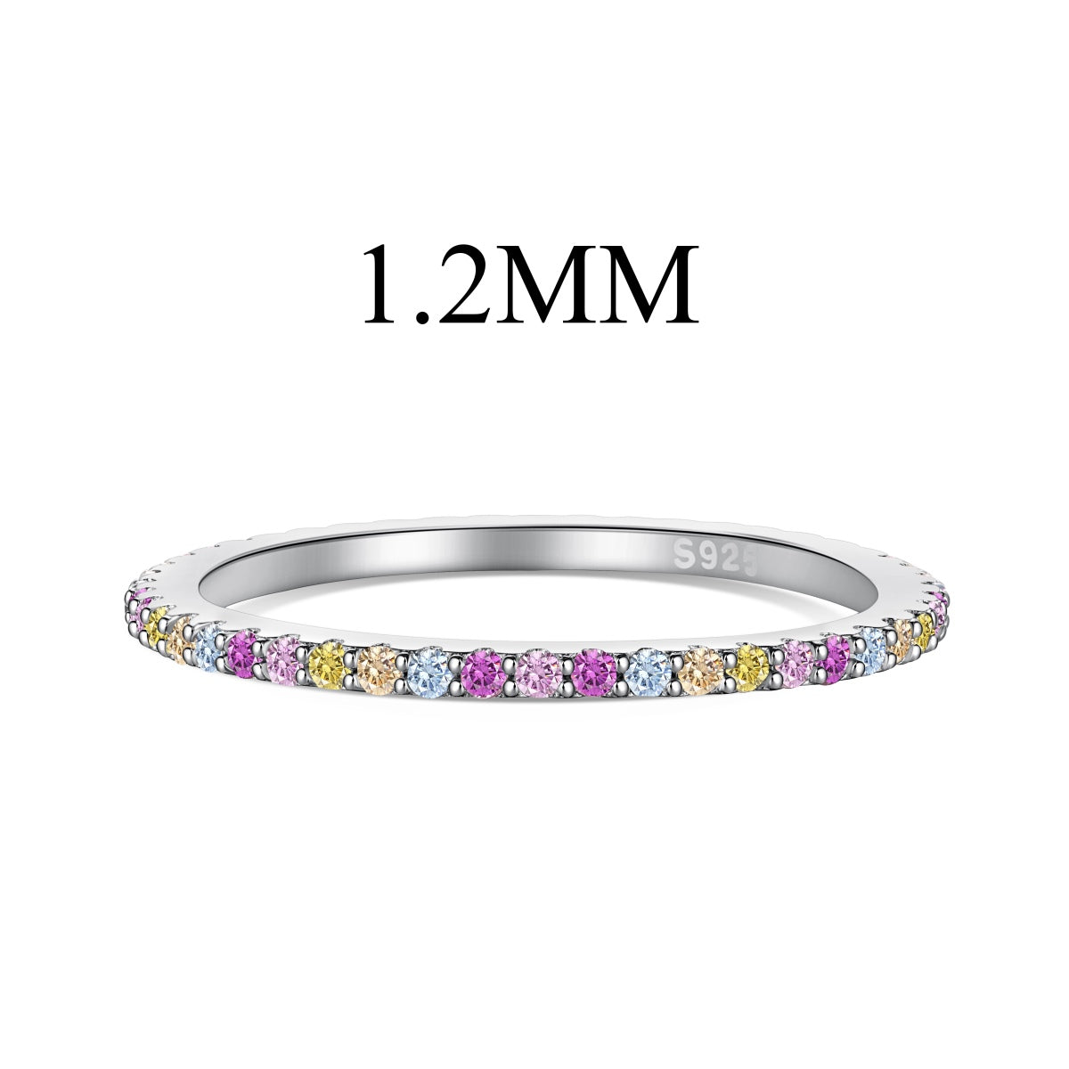 [Aura Jewelry]Ornate Colorful Round Cut Tennis Ring