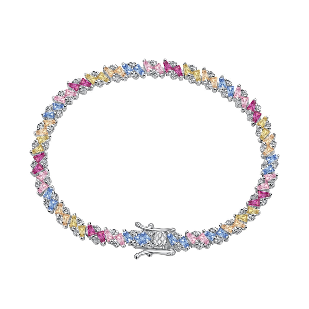 [Aura Jewelry]Ornate Sparkling Multi Cut Party Bracelet