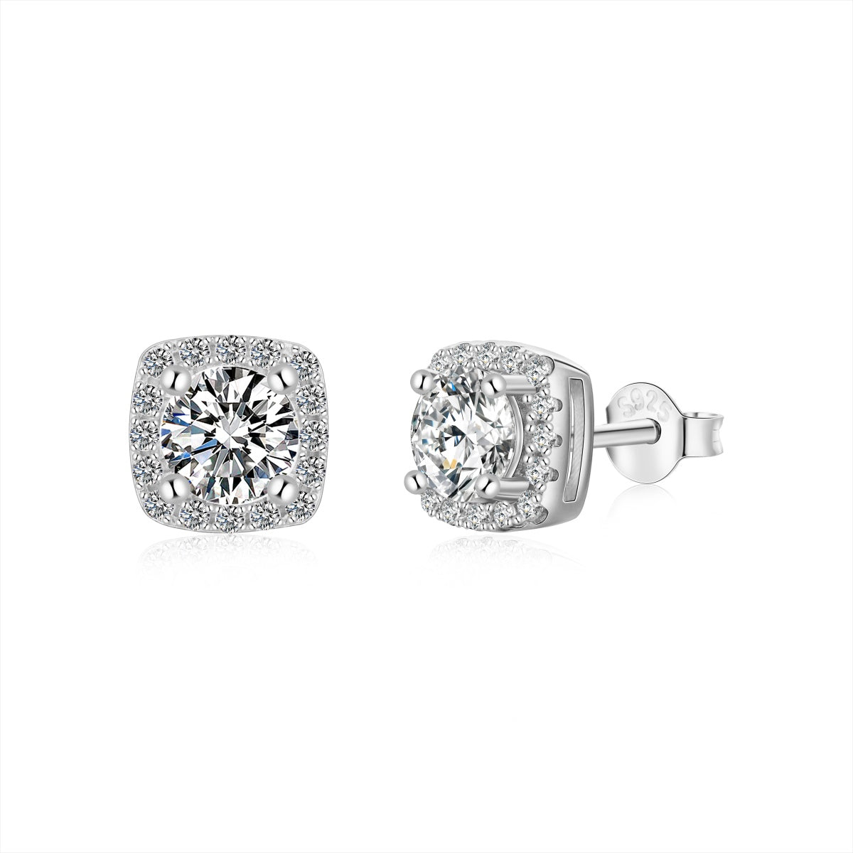 [Aura Jewelry]Classic Round Center Stone Stud Earrings