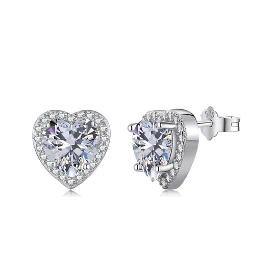 [Aura Jewelry]Sparkling Heart Shape Lover Earrings