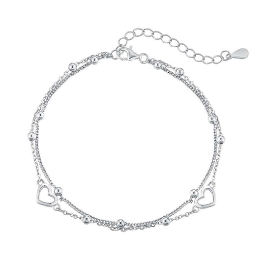 [Aura Jewelry]Dainty Double Layer Love Heart Bracelet