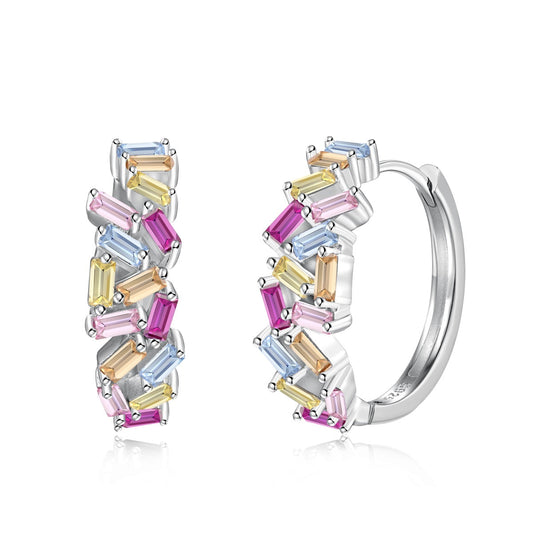 [Aura Jewelry]Dazzling Colorful Emerald Cut Daily Earrings