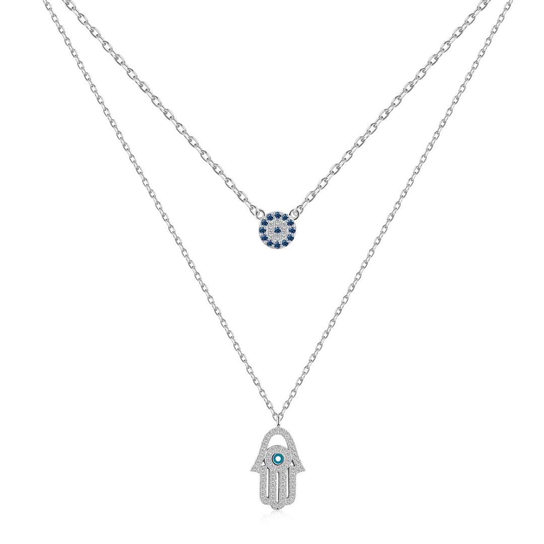 [Aura Jewelry]Demon Eye Hamsa Palm Necklace