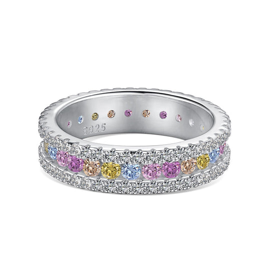 [Aura Jewelry]Delicate Colorful Round Cut Daily Ring