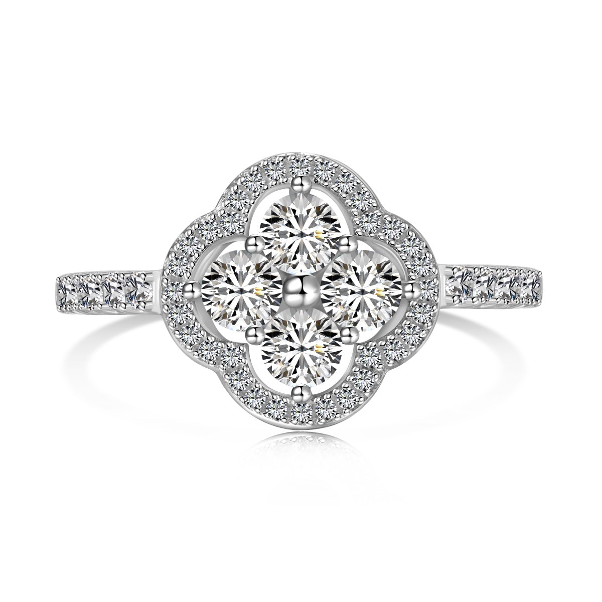 [Aura Jewelry]Four Leaf Clover Flower Design Ring