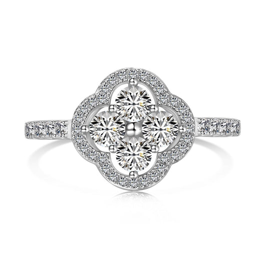 [Aura Jewelry]Four Leaf Clover Flower Design Ring