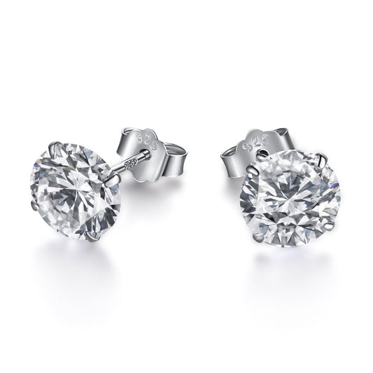 [Aura Jewelry]Stylish Shiny Round Center Stone Stud Earrings