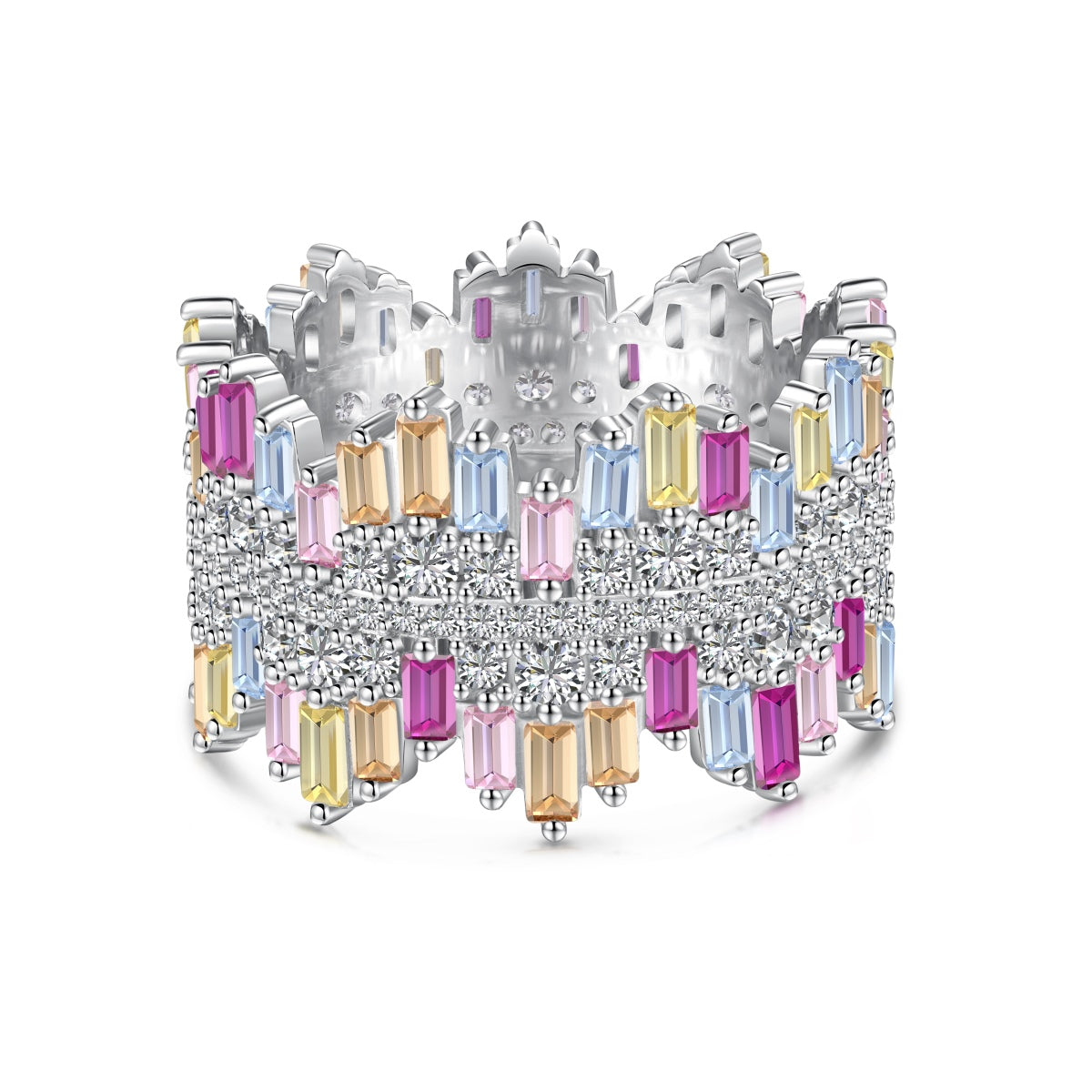 [Aura Jewelry]Luxurious Colorful Radiant Cut Daily Ring