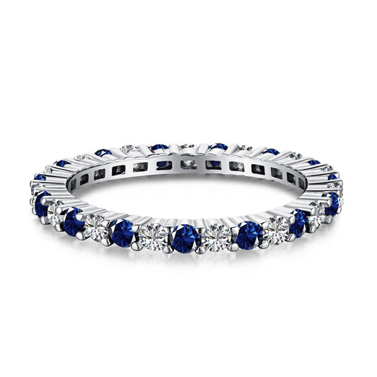 [Aura Jewelry]Exquisite Colorful Round Cut Tennis Ring